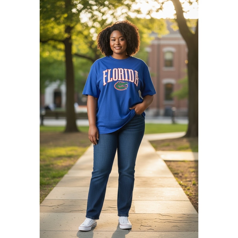 1107 Pressbox Florida Gators NCAA T-Shirt Royal Blue Cotton Graphic Large NEW